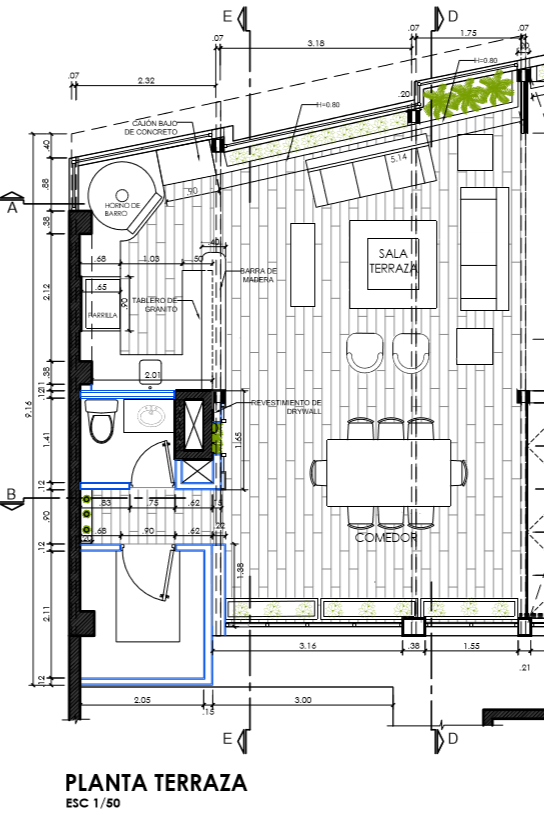 Proyecto en planta de terraza