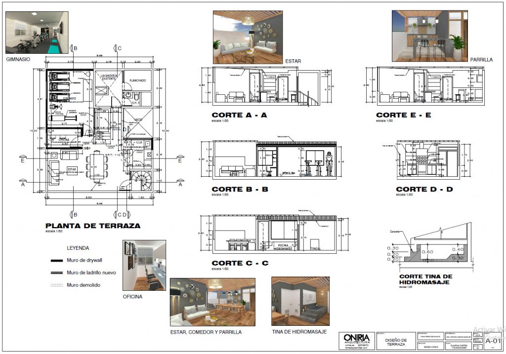 Planos de gimnasio y terraza