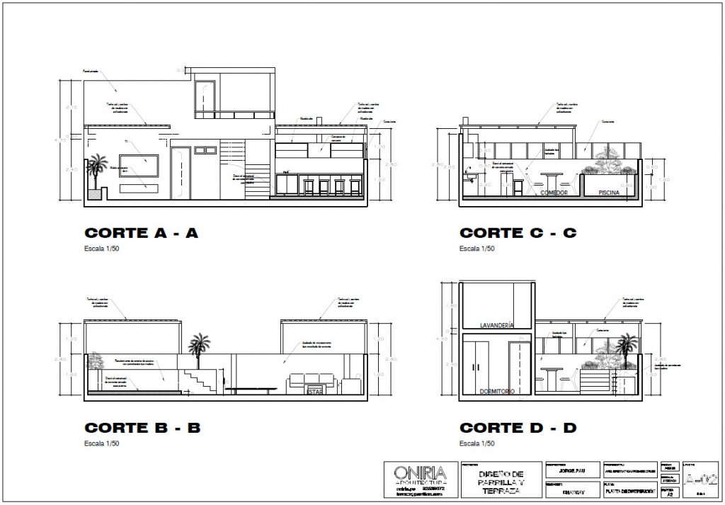 Planos de cortes de terraza