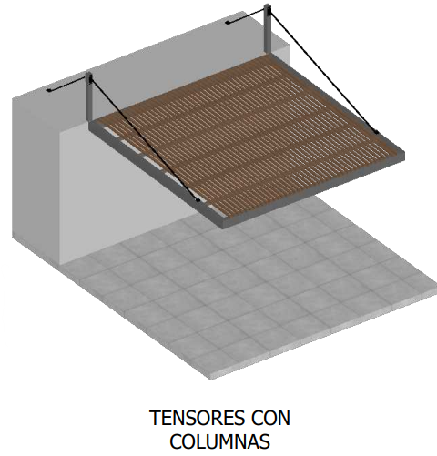 estructura de techos con tensores y contratensores 