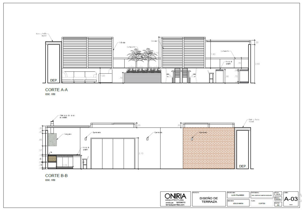 cortes y elevaciones de terraza 