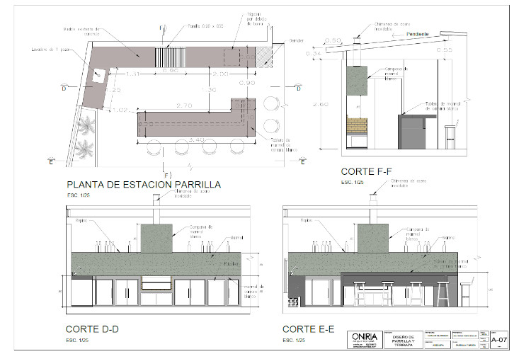 Diseño de estación de parrilla en Arequipa 