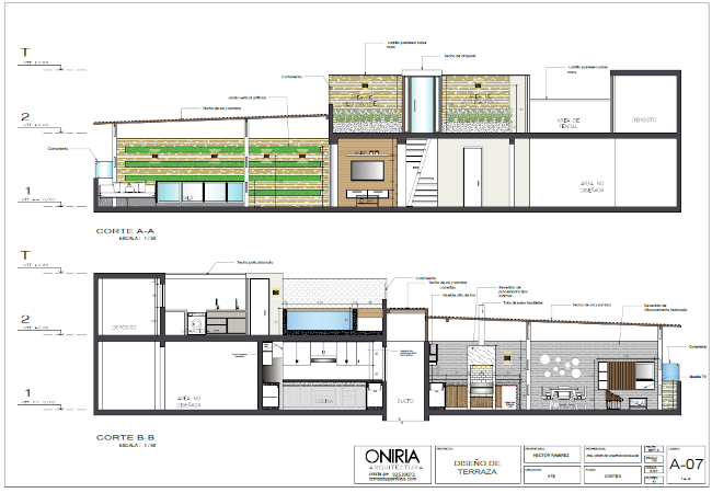 Planos de corte longitudinal del proyecto