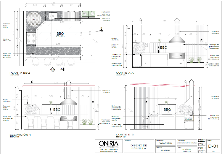 Planos de diseño de estación de parrilla 