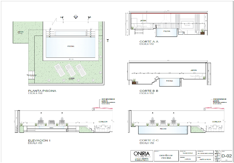 Plano de diseño de piscina 