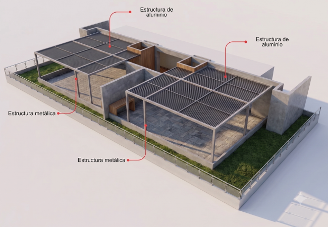 Diseño de sol y sombra para areas comunes de multifamilar 