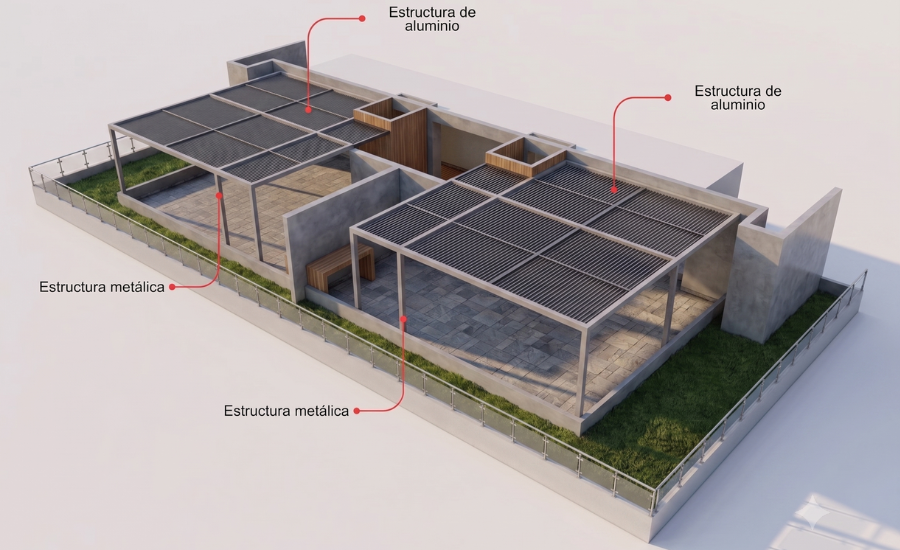 Diseño de sol y sombra de aluminio