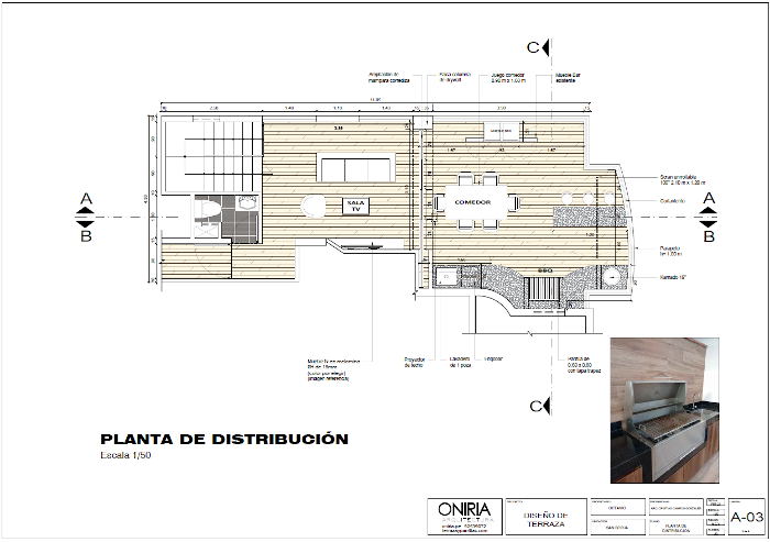 Plano de terraza en departamento en San Borja