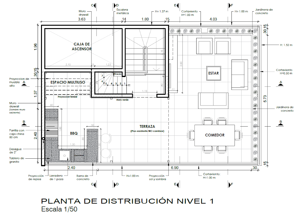 Plano de distribución de terraza en La Victoria 