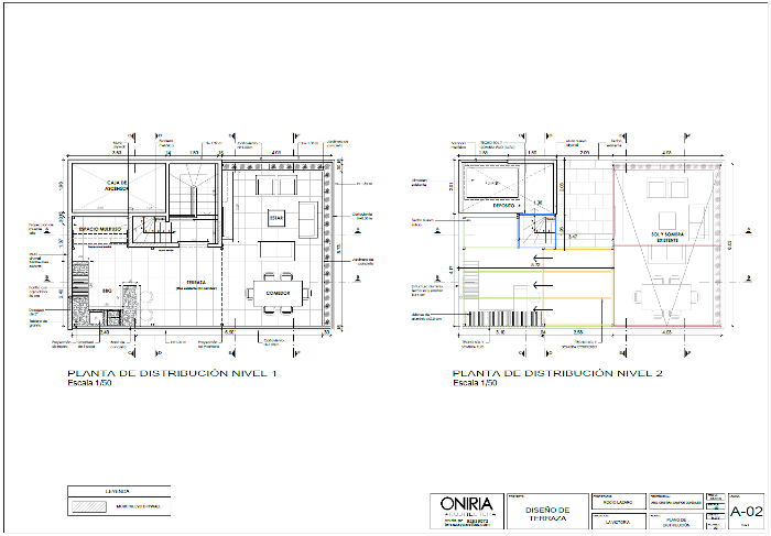 Planos de planta del proyecto de terraza