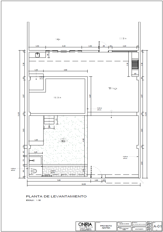 Plano de levantamiento de terraza