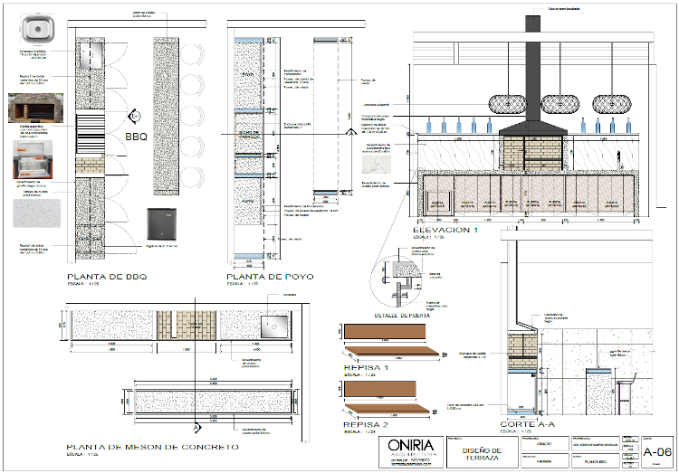 Plano de parrilla tipo argentina 