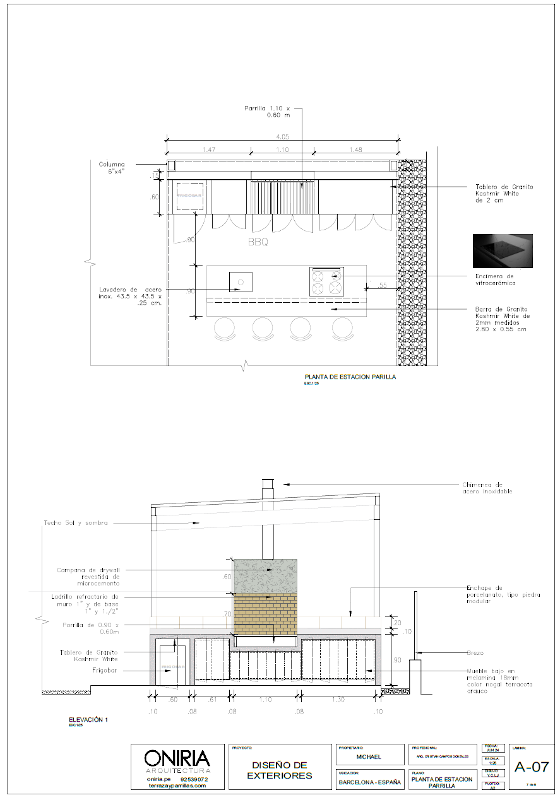 Plano de la estación de parrilla de la terraza en Barcelona 