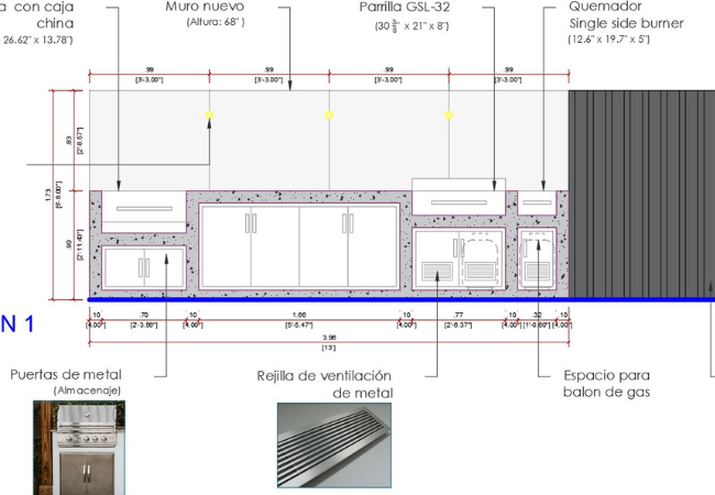 Planos de estación de parrilla