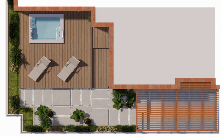 Plano de terraza con Jacuzzi