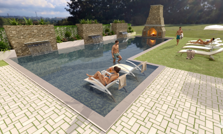 Diseño de terraza y piscina en Huaral