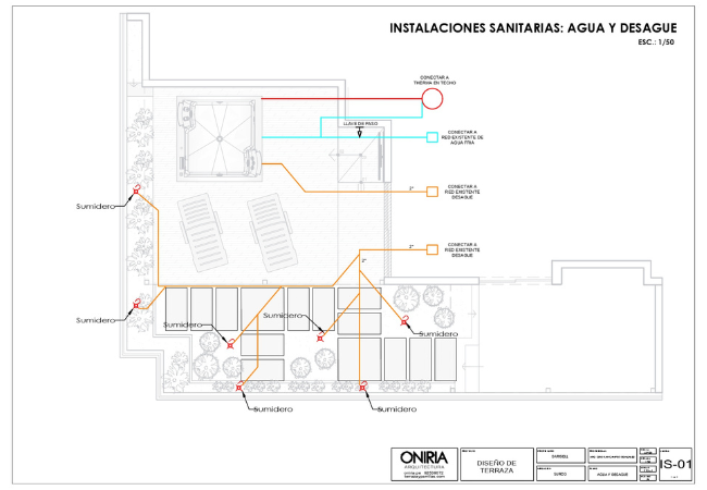 Planos de instalaciones sanitarias del proyecto de terraza