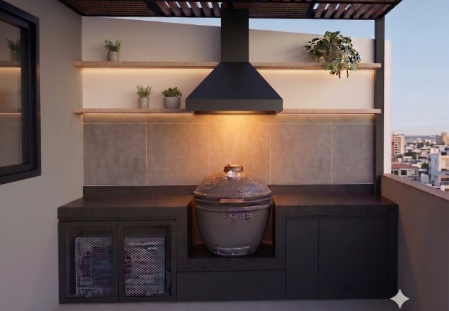 Estacion de kamado con campana piramidal